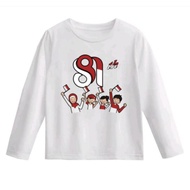 LUCKY_STORE/Long Sleeve T-shirts for children and adults SPECIAL WHITE COLOR 17 August Happy Birthda