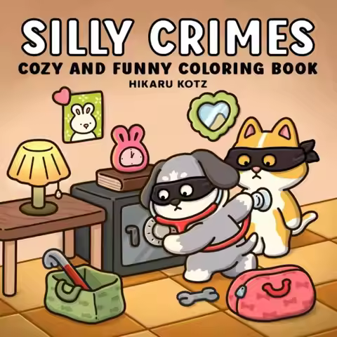 Silly Crimes Kawaii Coloring Book Hilarious Animal Misadventures Stress Relief Great Gift All Ages A