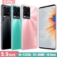 Smartphone 8 Pro 5G Android Cellphone 5.5inch game Phone 16GB RAM+512GB ROM mobile phone 4800mAh WIFI bluetooth mobile phone 8 Pro legal lowest price mobile phone Malaysia Warranty COD