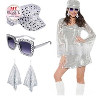 [KesotoMY] 70S Disco Hat Set Disco Costume Set for Fancy Dress Birthday