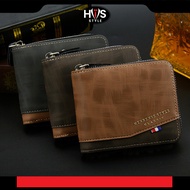 LFENNELNew Design Men Wallet Zipper Bifold Leather Dompet Lelaki Fashion Casual Card Wallet ID Window Case Short Wallet