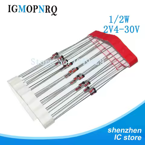 100PCS 0.5W BZX55C 2V2 2V4 3V3 3V6 4V7 5V1 5V6 6V2 6V8 7V5 8V2 9V1 10V 12V 13V 15V 16V 18V 20V 24V 3