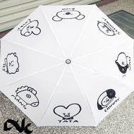 Ramayana Umbrella; Nc Asha 93; - Imported Bt21 Bts Black / White Folding Umbrella 4104