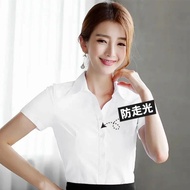 ▬▤∏Baju putih wanita lengan pendek wanita Korea perkakas profesional plus ukuran baju kemeja V-leher