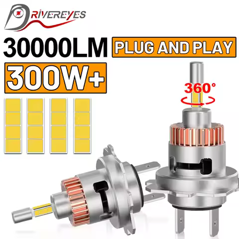 300W 360 4 Sided H7 H4 LED Headlight Bulb 1:1 Plug&Play For Moto Hi-Low Beam 9054 CSP Turbo H4 H7 Ca