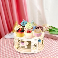[gkglcd] Revolving Carousel Cupcake Holder Rotating Cake Display Cookie Reusable with Music for Wedd