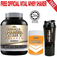 Vital Whey Advance Halal 2kg, 24g Protein Isolate+Tribulus,Tongkat Ali, Guarana+ Vitalex +SHAKER FRE