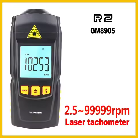 RZ Portable Digital Laser Tachometer Non-contact LCD Tach RPM Meter Detector Wide Measuring Range 2.