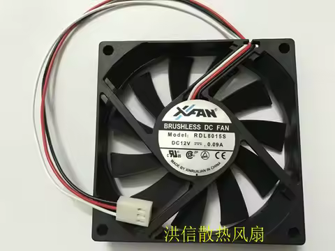 Original XFAN RDL8015S DC12V 0.09A 3-wire 80*15MM silent cooling fan