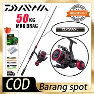 DAIWA Fishing Rod Set Pancing Set Reel Spinning Fishing Set Joran Pancing 2 Section Rod Seasir Reel