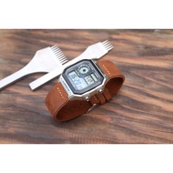 Replacement Genuine Leather Strap for Casio AE1200, AE1300, F108WH, F216H Dark Brown Waxed Leather W