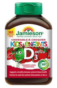 🍓Jamieson健美生 兒童維他命D3  400IU草莓咀嚼錠 容量365顆 兒童補鈣、骨頭、牙齒