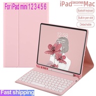 case with Keyboard for Apple ipad mini 1 2 3 4 5 6 Round cap button Wireless Bluetooth Keyboard Cover with Pencil Holder