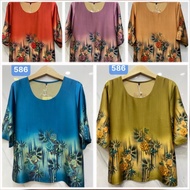 Middle-aged women's silk shirt with stone-embellished pattern 50-77kg
