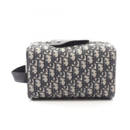 【二手】Dior Second Bag 手拿包 Lango Oblique 提花海軍藍帆布皮革 Oblique Lango 化妝包