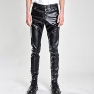 Thoshine Brand Men Leather Pants Skinny Fit Elastic Male Motorcycle & Biker Pants Fashion Punk Party