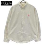 AMI Alexandre Mattiussi เสื้อเชิ้ตแขนยาวปกกระดุม ปักลายหัวใจสีขาว ไซส์ 40 (สินค้ามือสอง)