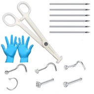 14Pcs Nose Piercing Kit-6Pcs 18G Piercing Needles With 6Pcs Nose Studs Stainless Steel Jewelry For N