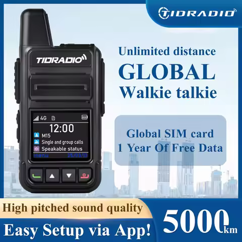 TIDRADIO TD-M15 Global signal POC Radio 4G with 1 Year Sim Card Long Walkie Talkie 5000 Miles for Hi