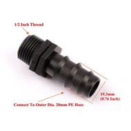 1/ 2" inch to 20mm External Thread Connector PE Hose