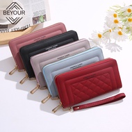 BEYOUR wallet for women Long Wallet Fashion Wallets Purse PU Leather Handbag Large Capacity Card Holder Long Clutch Coin Purse Zipper Money Bag long wallet for women women wallet beg duit lelaki dompet lelak dompet lelaki long wallet for women