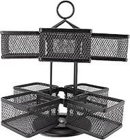 DAUZ Rotating Tea Bag Organizer, 2 Tier 8 Removable Baskets Up to 96 Teabags Storage, Metal Tea Bag 