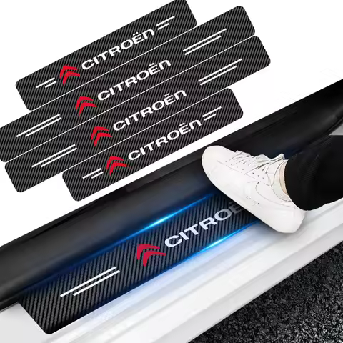 Carbon Fiber Auto Door Threshold Waterproof 3D Stickers Accessories For Citroen C1 C2 C3 C4 C5 C6 C8