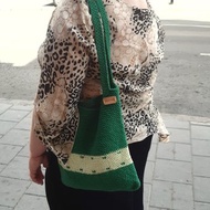 Hand Crochet Woman Green Handbag Shopping Bag Shoulder Bag Handmade