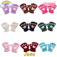 JUNE1 14Colors Gloves Lovely Fluffy Women Warm Fingerless