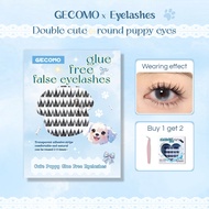 GECOMO Glue Free False Eyelash, Natural Self-Adhesive Eyelashes No Glue Nees for Beginners False Eye