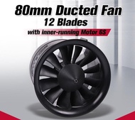 FMS : ใบพัดดักแฟน+มอเตอร์ 12 Blades 80MM Inner-running Motors 6S 3270-2000KV EDF Duct Fan อุปกรณ์เครื่องบิน Rc