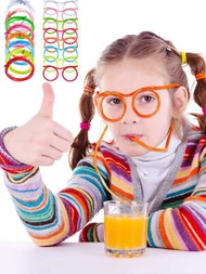 1入組樂趣派對遊戲眼睛眼鏡草編創意玩具適用於生日派對孩子們的禮品