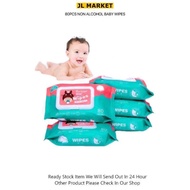 80PCS NON ALCOHOL BABY WIPES / BABY WET TISSUE ANTI BACTERIAL ALCOHOL FREE WET TISSUE / TISU BASAH B