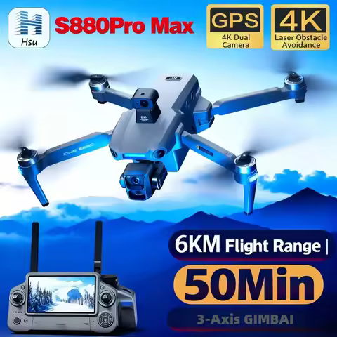 Professional S880Pro Max Drone: 4K Dual Camera 6KM GPS 3-Axis Gimbal Laser Obstacle Avoidance RC Qua
