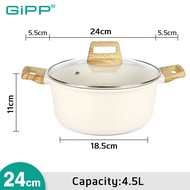 Gipp 24/28ซม หม้อ หม้อสตูว์ หม้อต้ม เคลือบหินไพฟาน หม้อทรงสูง หม้อสองหู หม้อสตู ใช้เตาแม่เหล็กไฟฟ้า
