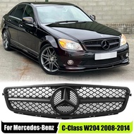Matte Black AMG Style Upper Grille With OE Style Emblem Logo For Mercedes Benz C-Class W204 08-14 C1