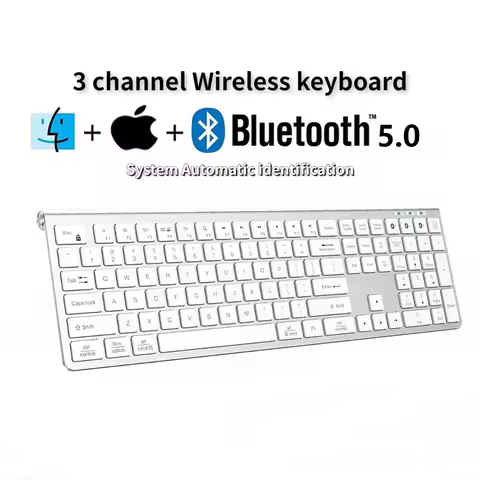 Wireless Bluetooth 5.0 Keyboard Type-C Rechargeable Keyboard for MacBook Pro Air iMac iPhone iPad Pr