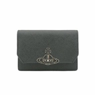 Vivienne Westwood 防刮皮星球銀logo扣式卡包(黑)