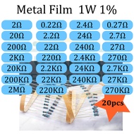 Resistor 1W Metal Film 2, 2.2,2.4,2.7,2K,2K,2.2K,24K, 20K, 200K, 220K, 240K, 270K, 2M ohm, 20M 1W 1%