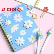 Daiso Korea Notebook Sticker Pen Flower Pattern