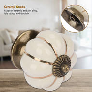 Ceramic Pumpkin Knobs European Style Handle Pull for Room Cabinet Drawer Furniture (Beige)