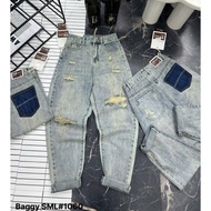 Quần baggy jean nữ dáng dài baggy rách nhẹ túi kiểu - Size SML