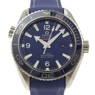 二手OMEGA海馬系列專業海洋宇宙腕錶，鈦金屬和橡膠材質，銀色錶殼，自動上鍊，模擬顯示，海軍藍錶盤，男童款。