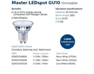 Philips Master LEDspot 4.9w (equivelant 50W) Dimmable GU10 36D Warm White 927