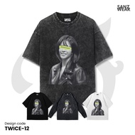 SANZ TWICE T-shirt | Stonewashed washed sandwash t-shirt | Black white longsleeve | TWICE-12