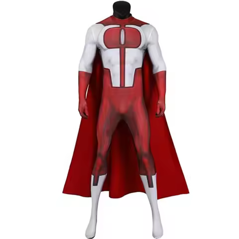 Mortal Kombat Cosplay Invincible Omni-Man Nolan Grayson Jumpsuit Cloak Bodysuit Zentai Costume Man A