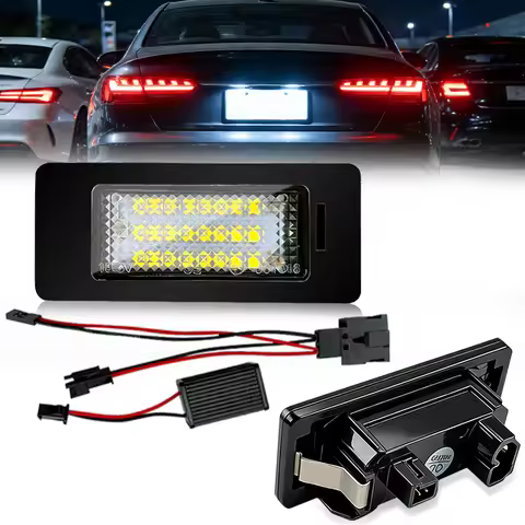 2Pcs No Error White LED Number License Plate Lights Lamp Car Accessories For Audi Q3 Q5 A1 S1 A3 A4 