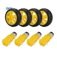 4PCS DC Electric Motor + Plastic TT Motor Tire Wheel Dual Shaft Gear Motor TT   for  Smart Car