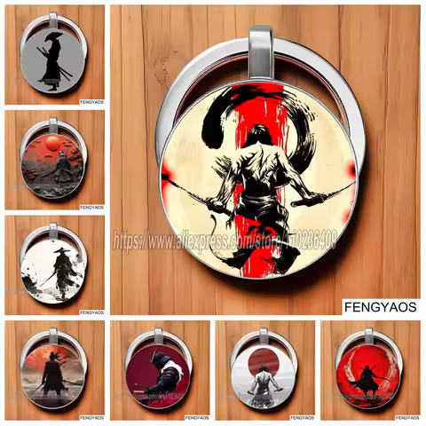 Retro Japan Samurai Keychain for Man Samurai Spirit Keychains Bushido Spirit Key Ring