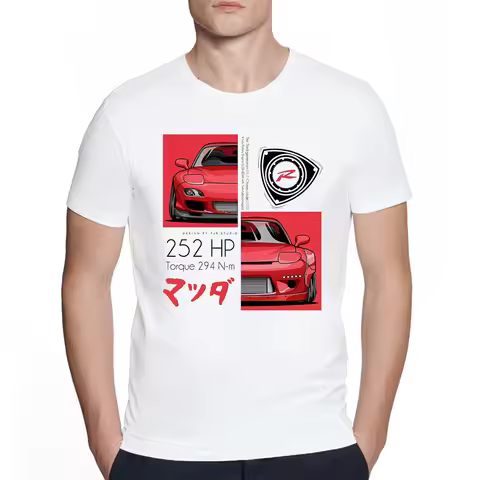 New Summer Fashion Men Legends Red yellow blue Rx7 252HP torque 294N-m Print T-Shirt Hip Hop Boy Cas